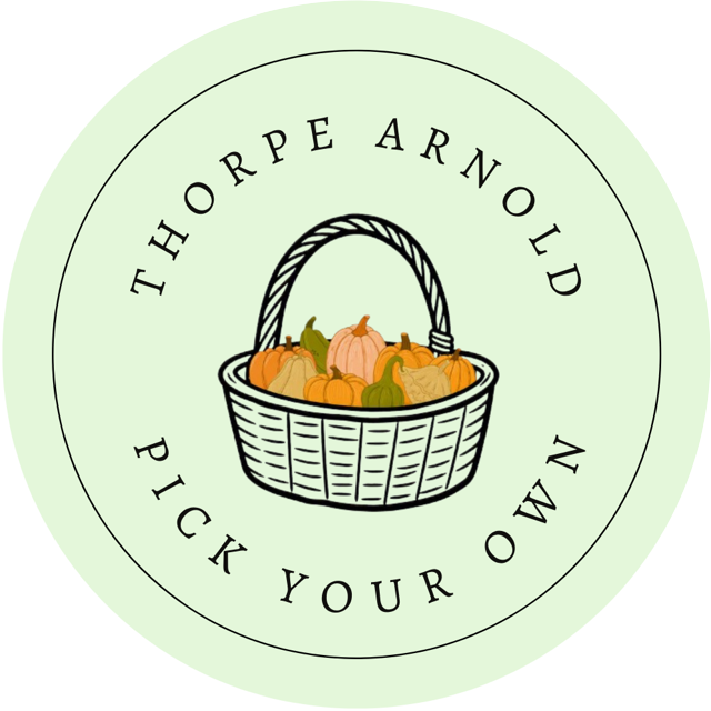 Thorpe Arnold Pick Your Own badge logo showing a basket of pumpkins, squash and gourds